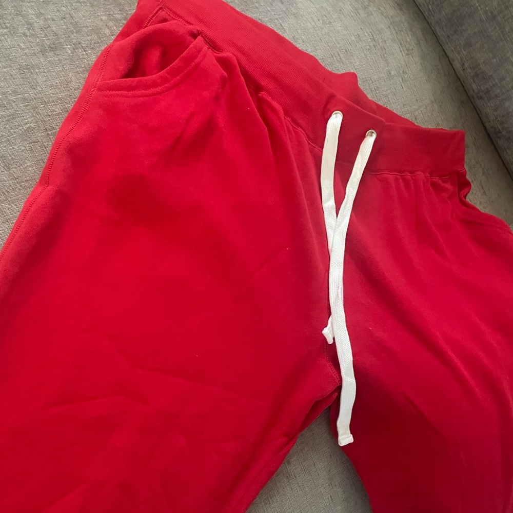 Red Jogger Pants with White Drawstring